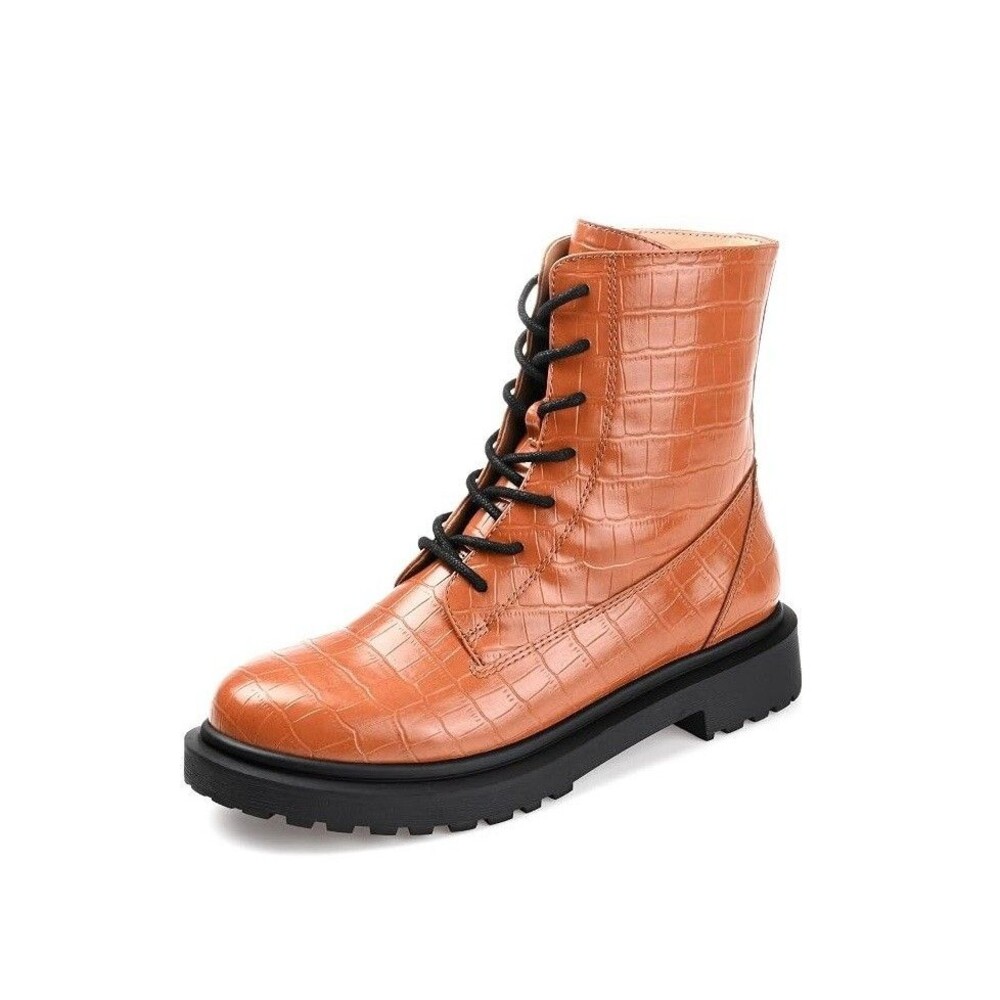 Journee Collection Womens 8 M Cognac Brown Chandlerr Combat Booties NIB ML2